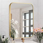 Brushed Gold Mirror, 24"x36" Rectangle Bathroom Mirror, Metal Frame Rectangle Corner Vanity Mirror, Wall Mounted Mirror for Modern, Living Room, Bedroom, Horizontal Or Vertical