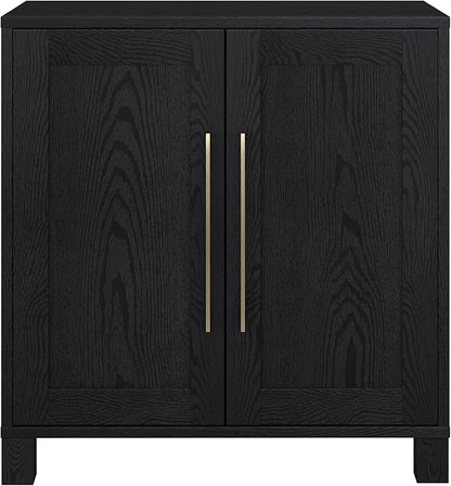 Henn&Hart 28" Wide Rectangular Accent Cabinet in Natural Black, for Home, Living Room, Bedroom, Entertainment Room, Office.