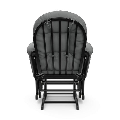 Storkcraft Premium Hoop Glider & Ottoman (Black with Gray) — GREENGUARD Gold Certified, Solid Wood Craftsmanship, Convenient Storage Pockets, Smooth-Gliding Chair for Nursery, Multi-Award-Winning