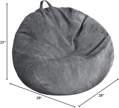 Stuffed Animal Storage Bean Bag Chair Cover (No Filler) Washable Ultra Soft Corduroy Bean Bag Cover for Organizing Plush Toys or Textile, Sack Bean Bag for Adults, Teens