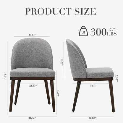 COLAMY Upholstered Dining Chairs Set of 2, Wooden Kitchen Chairs with Open Back, Modern Dining Room Chairs with Wood Frame, Dinner Side Chairs for Dining Room Kitchen Restaurant, Dark Grey