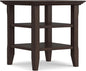 SIMPLIHOME Acadian SOLID WOOD 19 inch Wide Square Transitional End Table in Warm Walnut Brown for the Living Room and Bedroom