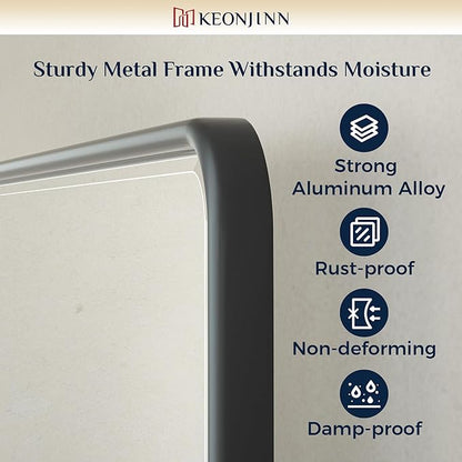 Keonjinn Pivot Mirror Bathroom, 24x30 Inch Black Tilt Mirror Bathroom for Over Sink, Matte Black Framed Mirrors for Bathrooms, Adjustable Beveled Rounded Corner Tilt Wall Mirrors, Horizontal/Vertical