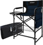 Tall Folding Directors Chair with Side Table 26.77" Seat Height Foldable Camping Chair Bar Stool for Makeup Artist Face Painting with Footrest and Storage Pocket Supports 350LBS