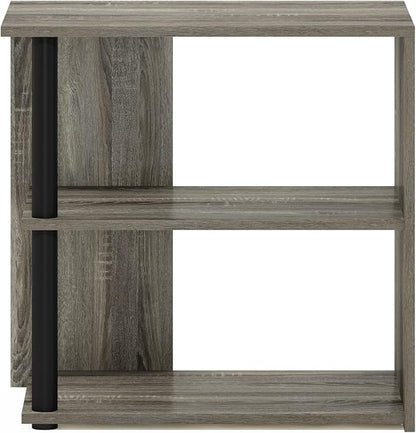 Furinno Romain 2-Tier End Table, French Oak/Black