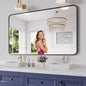 Koonmi Bathroom Mirror, 36X60 Inch Black Metal Framed Mirror for Bathroom, Tempered Glass, Anti-Rust, Rounded Rectangle Mirror for Restroom, Bedroom, Black