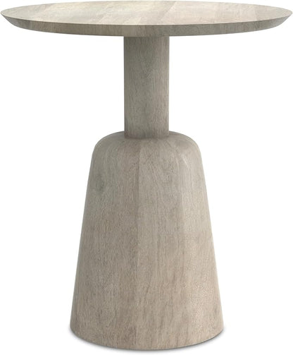 SIMPLIHOME Finchley Solid Mango Wood 18 inch Wide Round Contemporary Side Table in White Wash, Fully Assembled for The Living Room and Bedroom