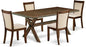 East West Furniture X777MZN32-5 5 Piece Kitchen Table & Chairs Set Includes a Rectangle Dining Room Table with X-Legs and 4 Light Beige Linen Fabric Parsons Chairs, 40x72 Inch, Multi-Color