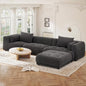 COLAMY 144" Modular Sectional Chenille Couch with Ottoman, Cloud Sectional Sofa Set with Ottoman,for Living Room(Gray)