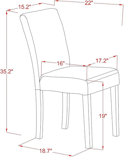 East West Furniture CAAB7-LWH-02 7 Piece Dining Room Furniture Set Consist of a Rectangle Dining Table and 6 Light Beige Linen Fabric Upholstered Parson Chairs, 36x60 Inch, Linen White