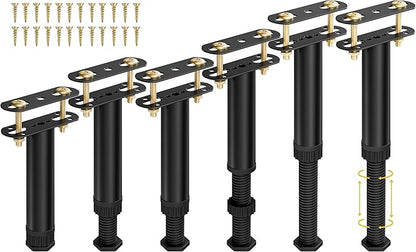 6 Pcs Adjustable Height Bed Support Legs 7.08-12.5 inch with Locking Ring, Bed Frame Center Support Legs for Bed Frame/Bed Center Slat/Furniture, Bed Legs Replacement Bed Slats Support Legs