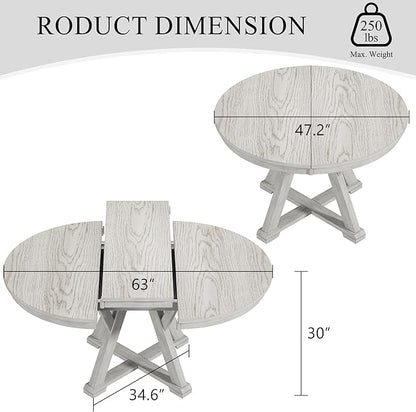 6-Piece Solid Wood Dining Table Set for 6, Modern Breakfast Dinette Kitchen Table with Chairs for Dining Room, Kitchen, Grey