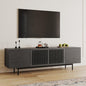 POVISON Full Assembled Mid-Century Modern TV Stand with Slatted Doors, Wood Media Console for 65-75 Inch TV, TV Console with Tall-cast Metal Legs, Entertainment Center with Storage for Living Room