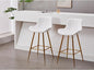 Sidanli Velvet Bar Stools with Gold Legs, Set of 2 Counter Height Stools for Kitchen Island, 29 Inch Modern Barstools with Swivel Leveling Feet, White