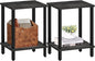 TUTOTAK End Table, Set of 2, Side Table, Nightstand, 2-Tier Storage Shelf, Sofa Table for Small Space, Living Room, Bed Room, Charcoal Grey TB01BY035(2PCS)