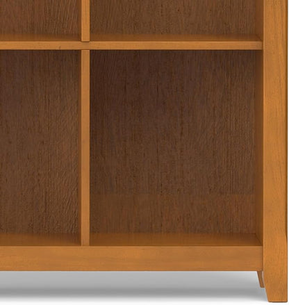 SIMPLIHOME Acadian Bookcase - 57 inch Tall 12-Cube Solid Wood Storage Display Unit in Light Golden Brown, Transitional Cube Organizer for Living Room or Office with Fixed Shelves and Tapered Legs