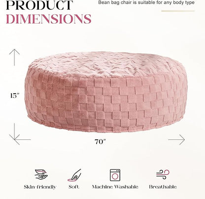 Hobestluk Bean Bag Chairs Beanbag Chair with Filler Adult Bean Bags with Fluffy Cover, Giant Bean Bag Chairs for Adults for Living Room, Bedroom (Pink, 6FT - 70" x 70" x 15")