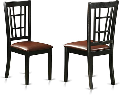 East West Furniture PLNI9-BCH-LC 9 Piece Dining Room Table Set Includes an Oval Wooden Table with Butterfly Leaf and 8 Faux Leather Kitchen Dining Chairs, 42x78 Inch, Black & Cherry