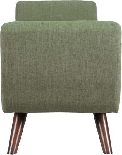 HomePop Modern Storage Bench with Wood Legs Home Décor|Bench with Storage for Living Room & Bedroom - Olive Green Woven