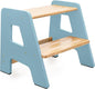 2-Step Wooden Step Stool for Toddlers | Kids Stool for Bathroom Sink & Kitchen Use | Non-Slip Step | Wooden Stool for Children Ages 2+ Years Blue