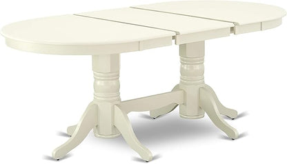 East West Furniture VAVA7-LWH-C 7 Piece Modern Dining Table Set Consist of an Oval Wooden Table with Butterfly Leaf and 6 Linen Fabric Upholstered Dining Chairs, 40x76 Inch, Linen White