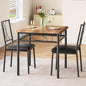 IDEALHOUSE Dining Table Set for 2, Square 3 Piece Kitchen Room Sets with 2 Upholstered Chairs, Compact Dining Room Table Set for Apartment, Small Space, Retro Brown