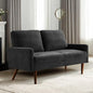 Kent Velvet Loveseat Sofa, European Style with Sleek Design, Modern & Vintage Flair, Upholstered 2 Seater Couch, Chic Living Room Furniture Seating for Home, Apartment or Office, Black