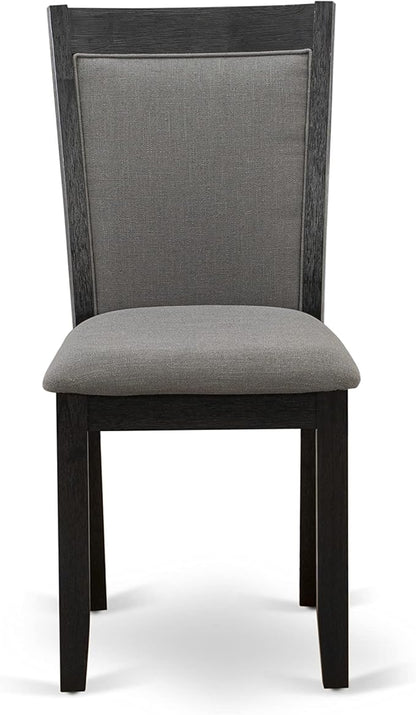 East West Furniture X677MZ650-7 7 Piece Kitchen Table & Chairs Set Consist of a Rectangle Dining Table with X-Legs and 6 Dark Gotham Grey Linen Fabric Parson Chairs, 40x72 Inch, Multi-Color