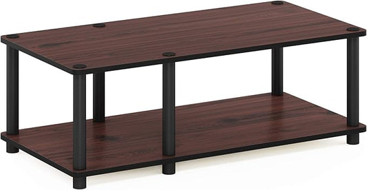 Furinno Just No Tools Dark Cherry Mid Television Stand with Black Tube