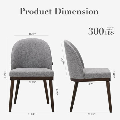 COLAMY Upholstered Dining Chairs Set of 2, Large Dining Room Kitchen Chairs with High Back and Deep Seat, Modern Fabric Dinner Chairs with Wood Legs, Dark Grey