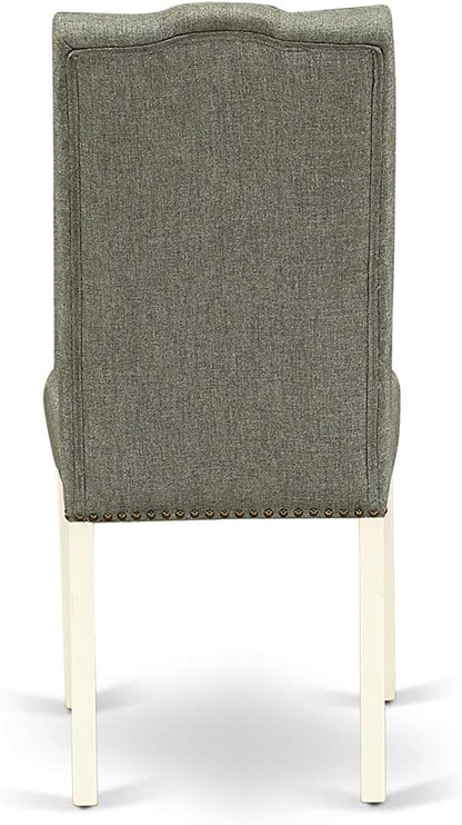 East West Furniture X097EL207-7 7 Piece Dining Room Table Set Consist of a Rectangle Kitchen Table with X-Legs and 6 Gray Linen Fabric Parson Dining Chairs, 40x72 Inch, Multi-Color