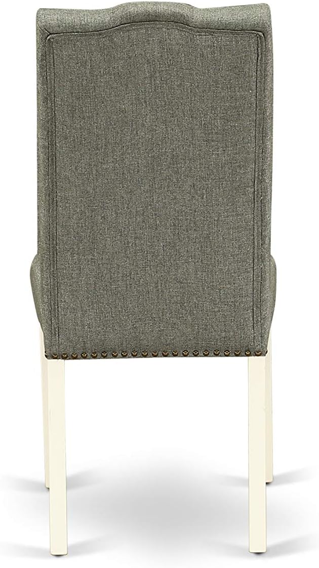 East West Furniture X027EL207-9 9 Piece Kitchen Table & Chairs Set Includes a Rectangle Dining Room Table with X-Legs and 8 Gray Linen Fabric Parson Dining Chairs, 40x72 Inch, Multi-Color