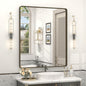 30x36 Inch Bronze Framed Bathroom Mirror, Brushed Bronze Metal Vanity Mirror, Bronze Rectangle Mirror for Wall, Rounded Corner, Anti-Rust, Shatterproof (Horizontal/Vertical)