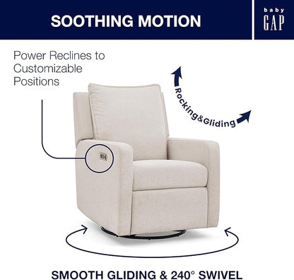 Delta Children babyGap Harlowe Power Recliner with USB-A and Type-C Ports Greenguard Gold Certified – Stain-Resistant Performance Fabric is Oeko-TEX Standard 100 Certified, Sand