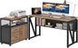 Tribesigns 55" Executive Desk with Reversible File Cabinet, Large L-Shaped Office Desk with Drawers, Business Furniture Workstation for Home Office (Dark Walnut, 55-inch)