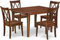 East West Furniture MLCL5-MAH-W 5 Piece Kitchen Table & Chairs Set Includes a Rectangle Dining Room Table with Butterfly Leaf and 4 Solid Wood Seat Chairs, 36x54 Inch, Mahogany