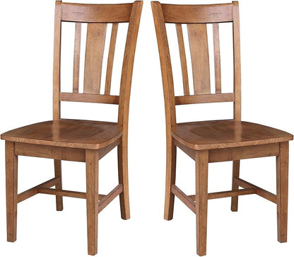 IC INTERNATIONAL CONCEPTS Set of Two San Remo SplatBack Dining Chairs, Distressed Oak