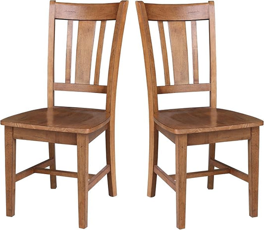 IC INTERNATIONAL CONCEPTS Set of Two San Remo SplatBack Dining Chairs, Distressed Oak