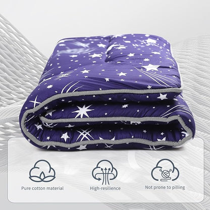 Japanese Floor Mattress,Roll Up Memory Foam Tatami Mat Easy to Store and Portable,Futon Mattress Suitable for Camping and Guest Room (Blue, Twin (80" x 36"))