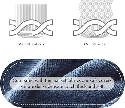 STACYPIK Stylish Blue Sofa Cover Chenille Herringbone Couch Covers for 3 Cushion Couch Cat Scratches Couch Covers for Sectional Sofa Pet Protector Futon Loveseat Cover Multi-Use Throw Blanket-71x150IN