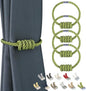 BEL AVENIR Magnetic Curtain Tiebacks, Decorative Drapery Holdbacks Modern Woven Tie-Backs with Exquisite Knot (Green, 4 Pack)