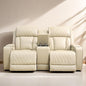 Loveseat Recliner Sofa, Reclining Loveseat Leather Couch with Storage Console, Modern Comfy Home Theater Seating Power Recliner Chair with Cup Holders for Living Room Furniture Sets, Khaki