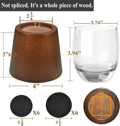 Sopicoz Wooden Bed Risers 3 Inch Round Furniture Risers Set of 6, Heavy Duty Wood Bed Lifts Risers for Bed Frame, Table, Sofa, Couch, Desk, Dresser