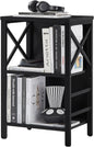 Small Bookshelf,3 Tier Industrial Bookcase with Metal Frame and Backboard,Low Black Book Shelf,Book case for Small Spaces,Living Room,Bedroom and Home Office