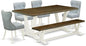 East West Furniture V077SI215-6 6 Piece Dining Table Set Contains a Rectangle Dining Room Table with V-Legs and 4 Baby Blue Linen Fabric Parson Chairs with a Bench, 40x72 Inch, Multi-Color