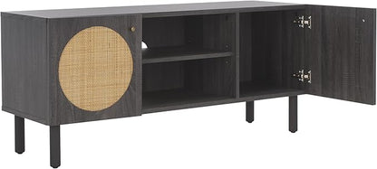 SAFAVIEH Home Collection Ophelia Distressed Black 2-Door 2-Shelf Entertainment Media Stand (Fits up to a 50" Flatscreen TV)