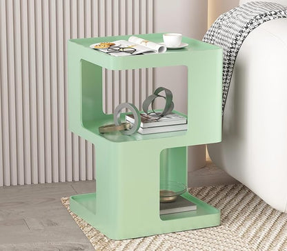 Metal Small Nightstands, Modern Side Table with 3 Tiers Storage, Green End Table for Couch, Living Room Bedroom, Bedside Tables No Assembly Required
