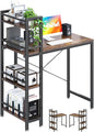 4NM 35" Small Computer Desk with 4-Tier Bookshelf, Home Office Desk Writing Workstation Study Table Multipurpose for Small Space Work - Rustic Brown and Black