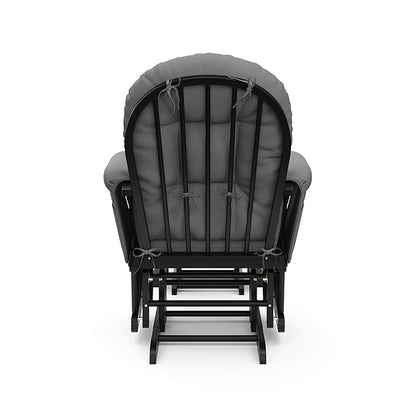 Storkcraft Premium Hoop Glider & Ottoman (Black with Gray) — GREENGUARD Gold Certified, Solid Wood Craftsmanship, Convenient Storage Pockets, Smooth-Gliding Chair for Nursery, Multi-Award-Winning