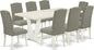 East West Furniture V027EN206-9 9 Piece Dining Room Set Includes a Rectangle Kitchen Table with V-Legs and 8 Dark Shitake Linen Fabric Upholstered Chairs, 40x72 Inch, Multi-Color